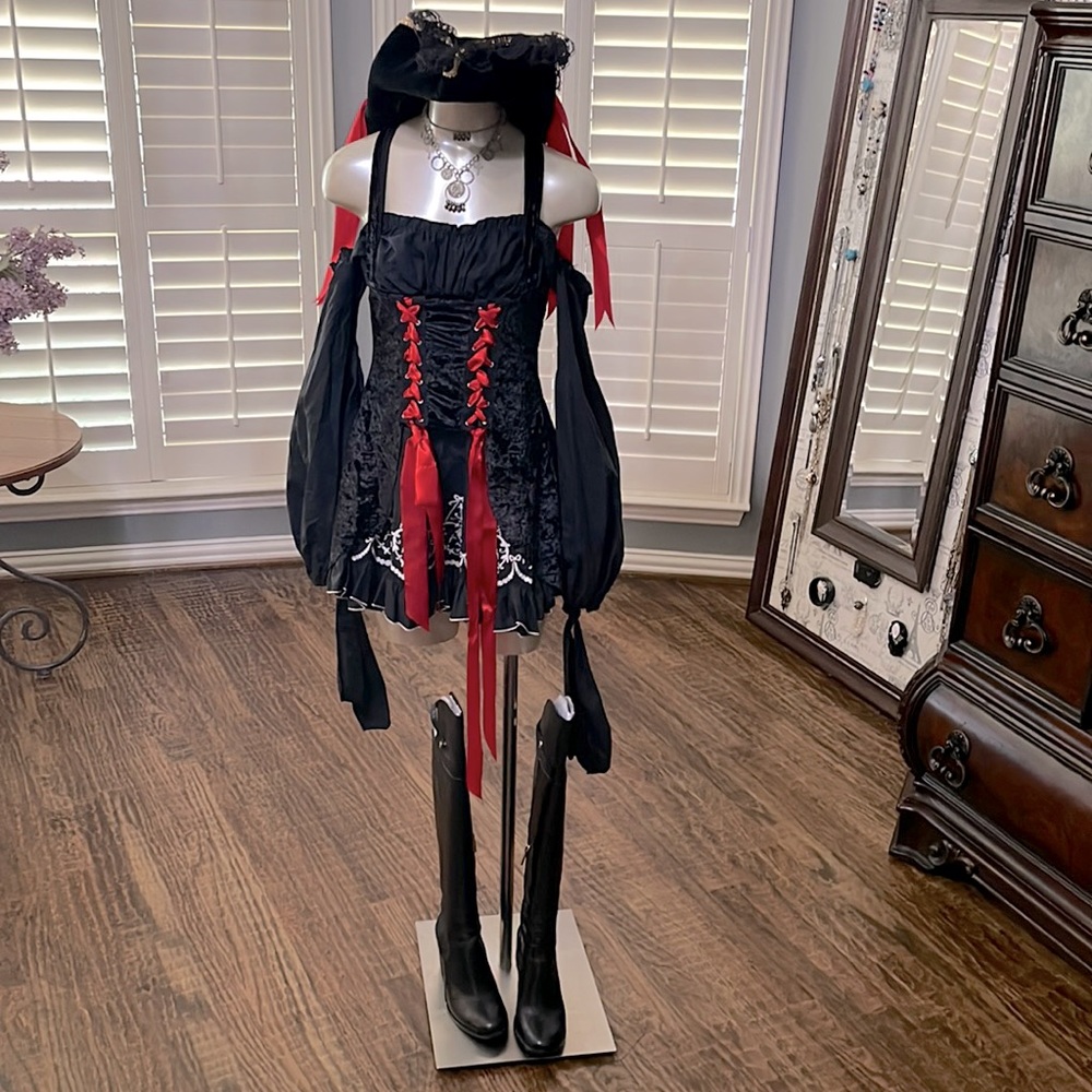 Pirate Halloween costume with skull and crossbones design on bottom